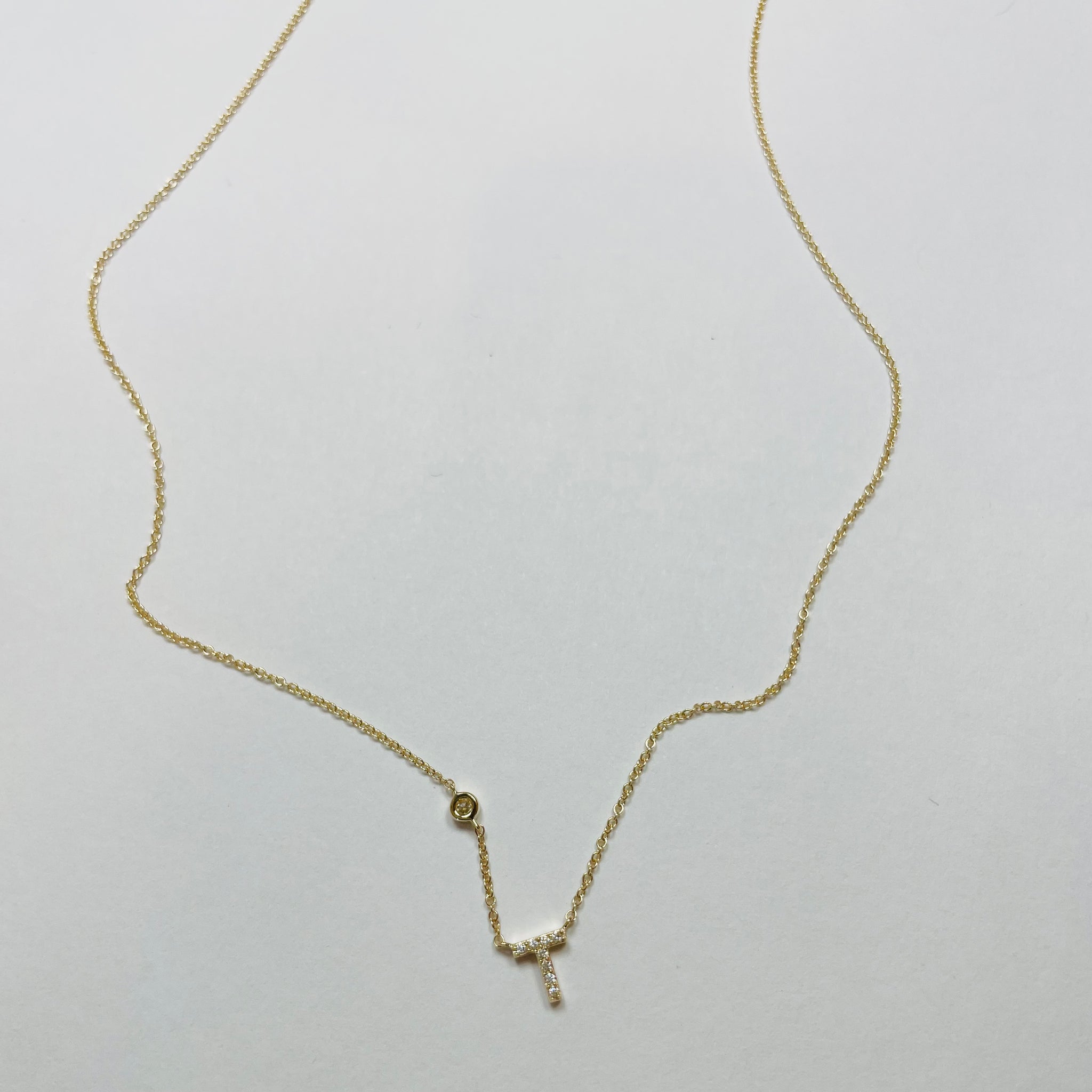 initial pavè diamond necklace