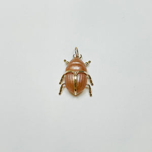 scarab beetle pendant, peach moonstone