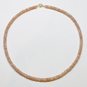 solid peach moonstone heishi necklace