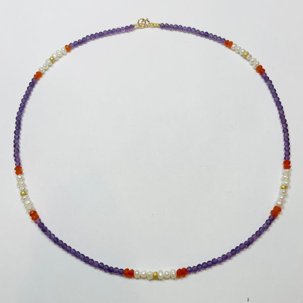delicate gemstone color block necklace