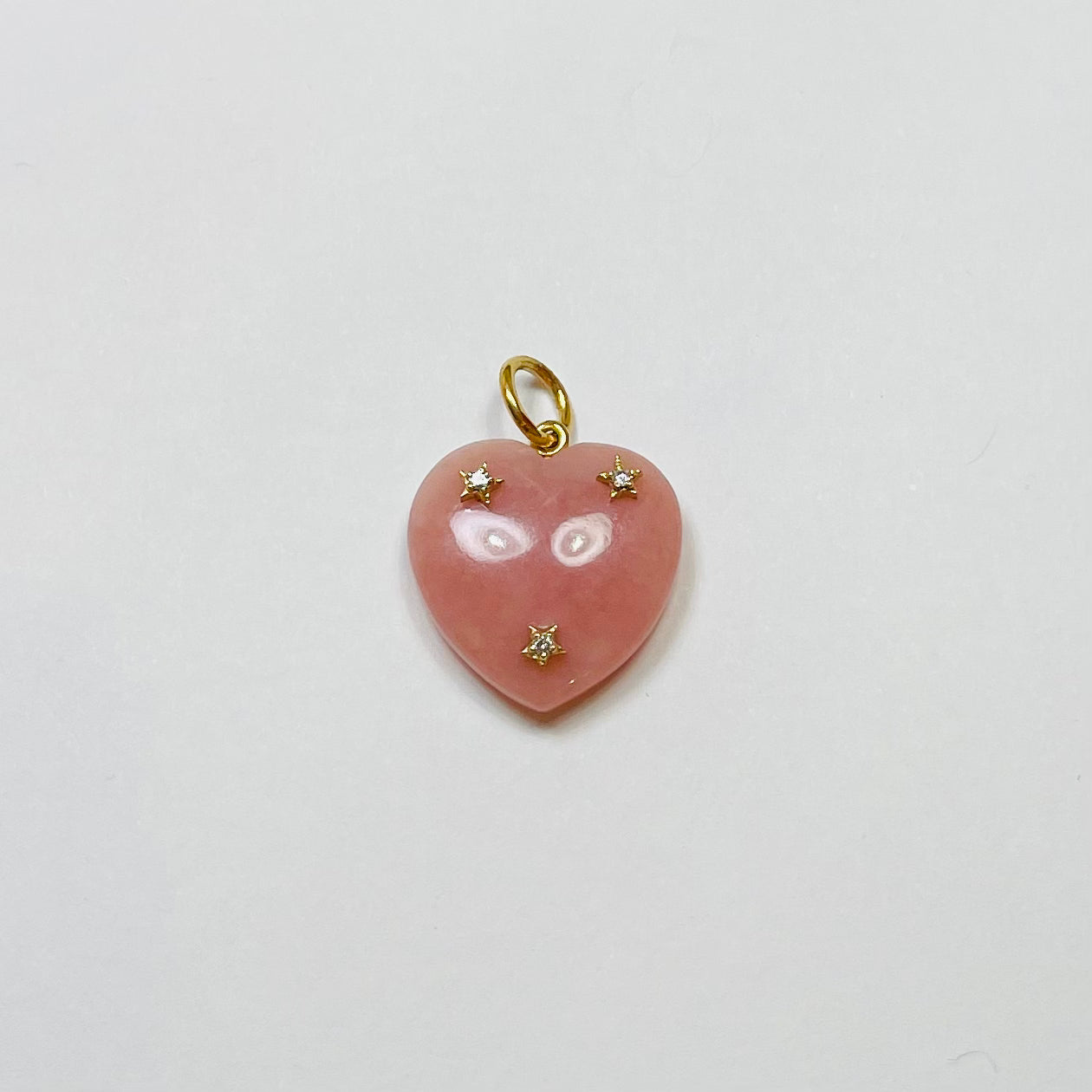 dusty pink opal heart and stars pendant