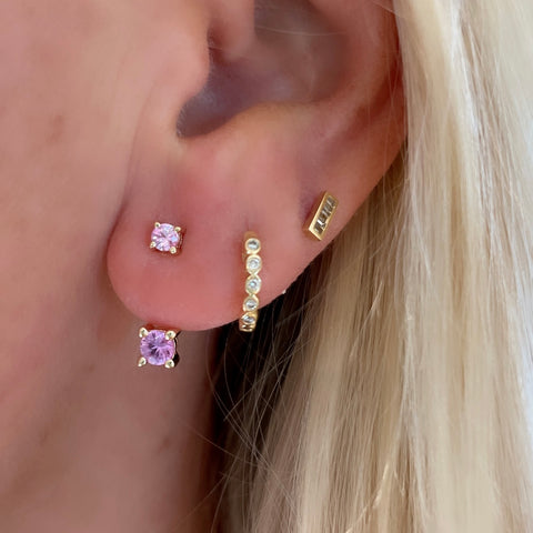 pink sapphire studs with jacket