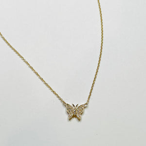 pavè diamond butterfly necklace