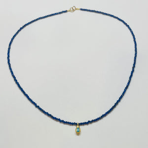 delicate lapis necklace with turquoise charm