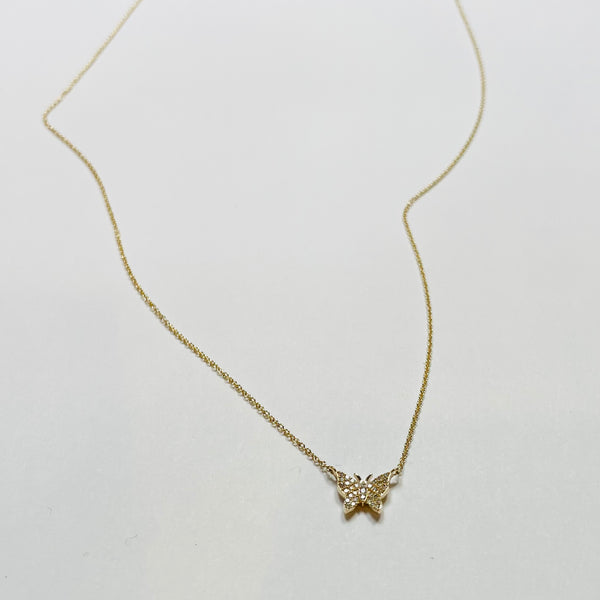 pavè diamond butterfly necklace