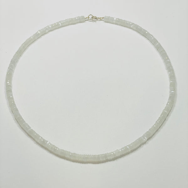 white moonstone heishi necklace