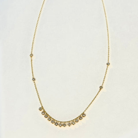 bezel diamond jingle fringe necklace