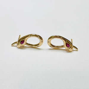 ruby snake earrings