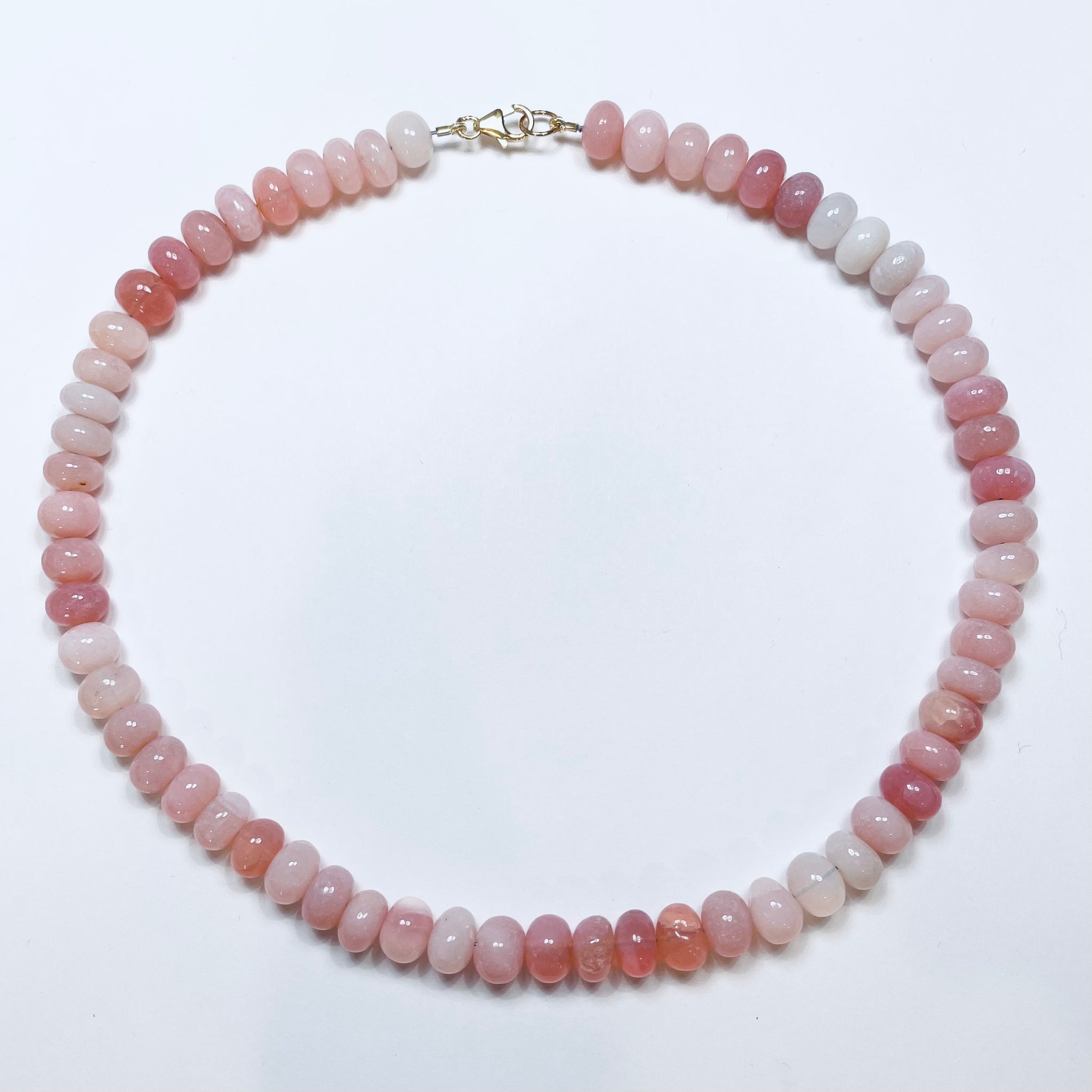 smooth pink opal candy necklace