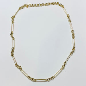 14k gold five ring hollow paperclip chain