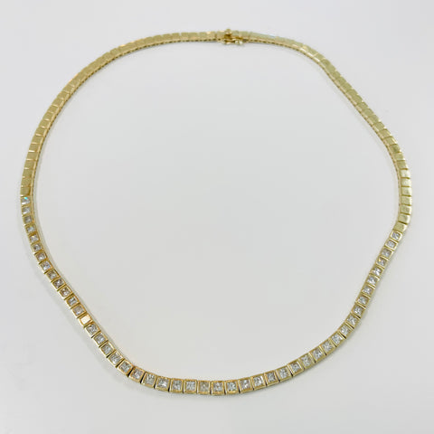 diamond block tennis necklace