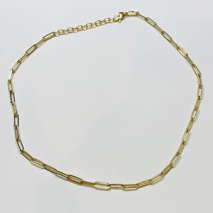 14k gold adjustable paperclip chain necklace
