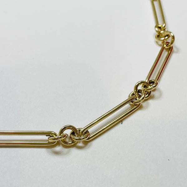 14k gold three ring paperclip chain
