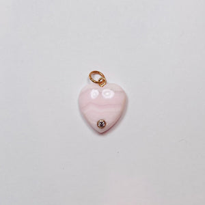 pink opal heart pendant with diamond