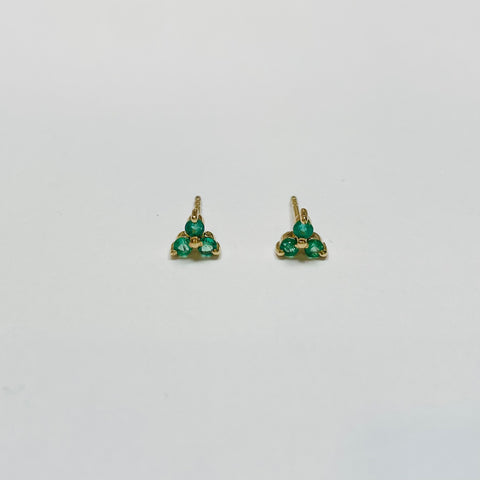 mini tri-emerald studs