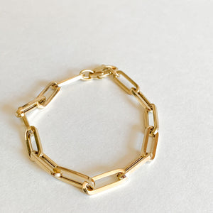 14k gold paperclip chain bracelet
