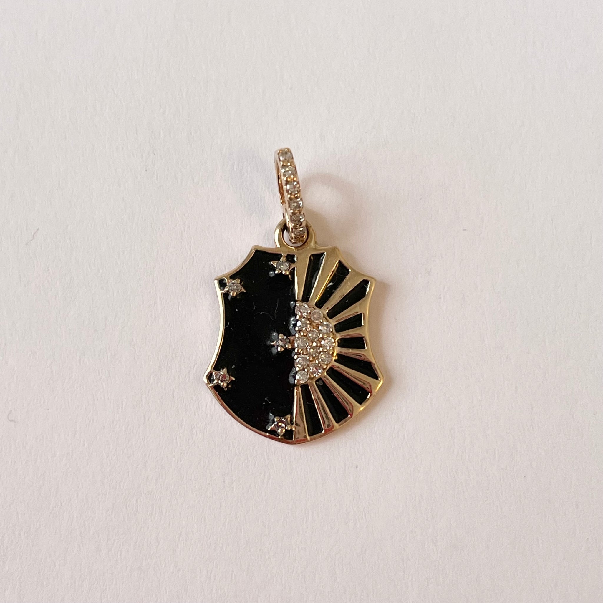 black enamel shield pendant
