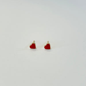 mini red heart studs