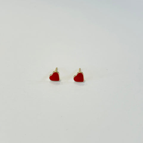 mini red heart studs