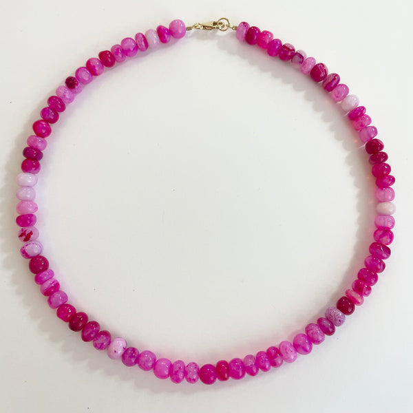 7mm fuchsia opal candy necklace