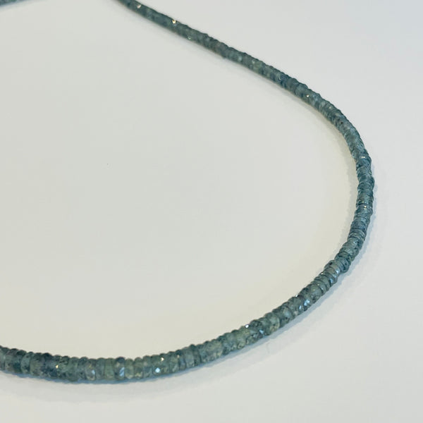 smokey blue sapphire heishi necklace