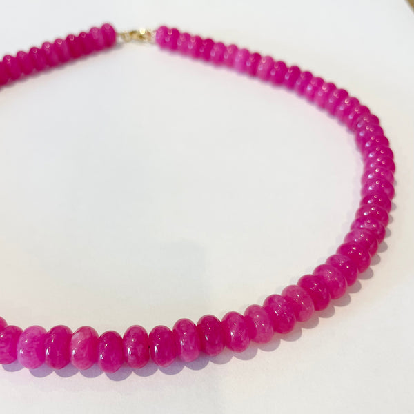 raspberry angelite candy necklace