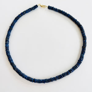 lapis smooth heishi candy necklace, 7mm