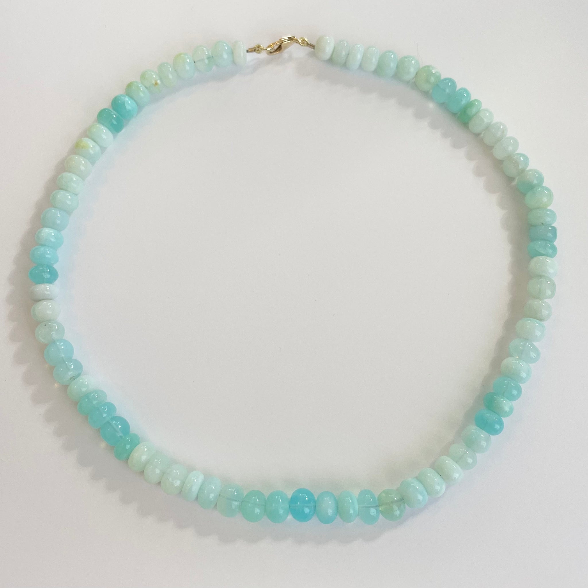 7mm smooth shaded peruvian blue opal candy necklace