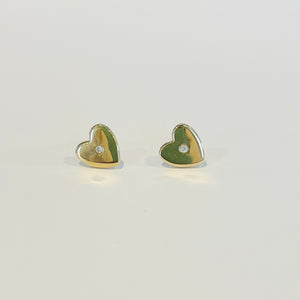 diamond center heart studs