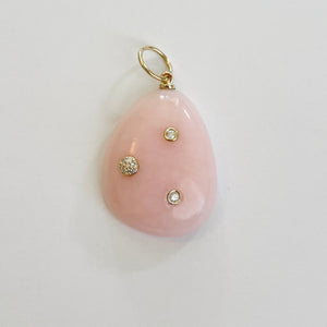 freeform pink opal and diamond pendant