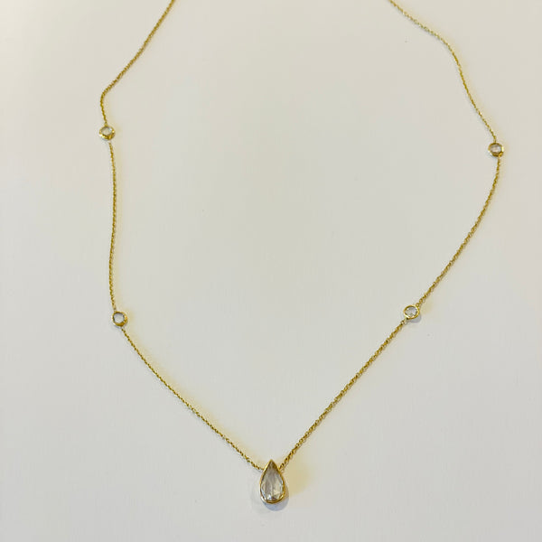 single stone pear shaped diamond necklace