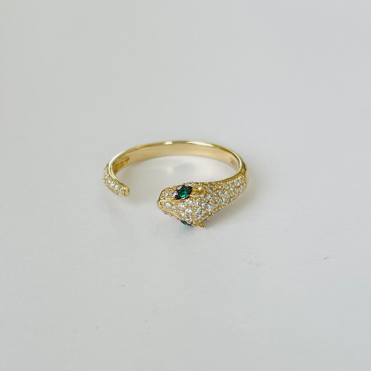 emerald eye snake pinky ring – Theodosia Jewelry