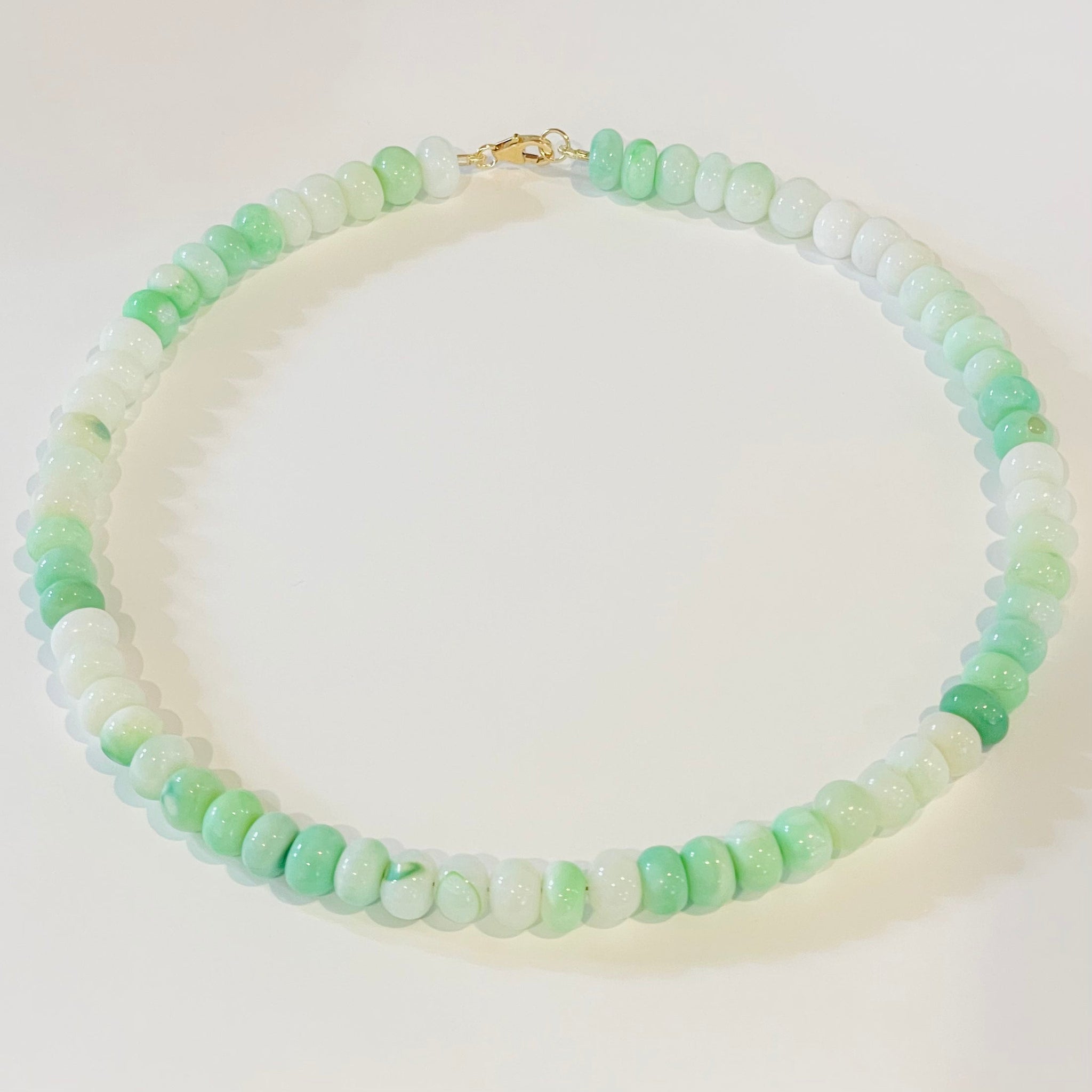 mint shaded smooth opal candy necklace