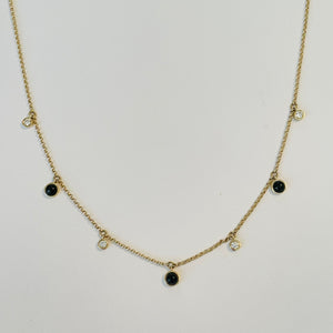 onyx and diamond fringe necklace