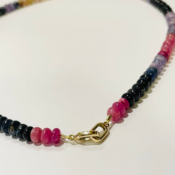 sapphire necklace with interlocking clasp
