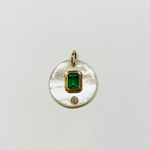 mother of pearl with emerald pendant