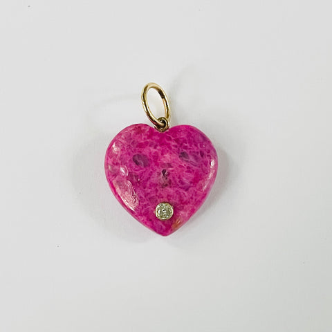 magenta opal heart pendant with diamond