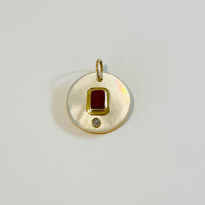 mother of pearl and ruby pendant