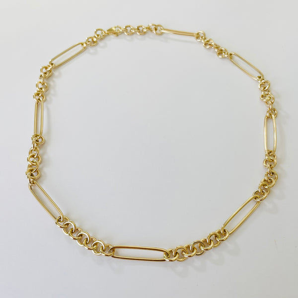 14k gold five ring paperclip chain