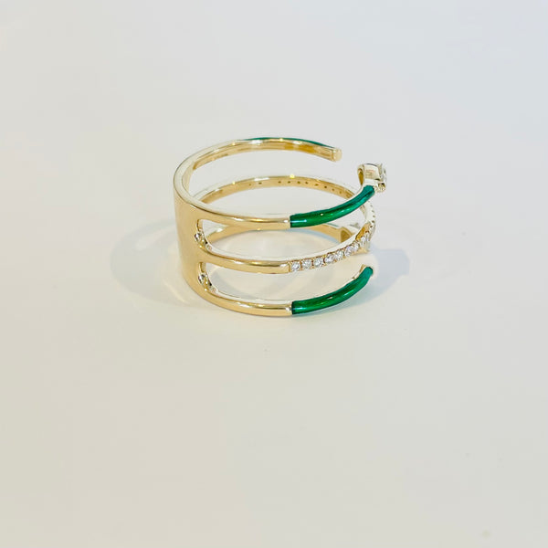 green enamel cage ring