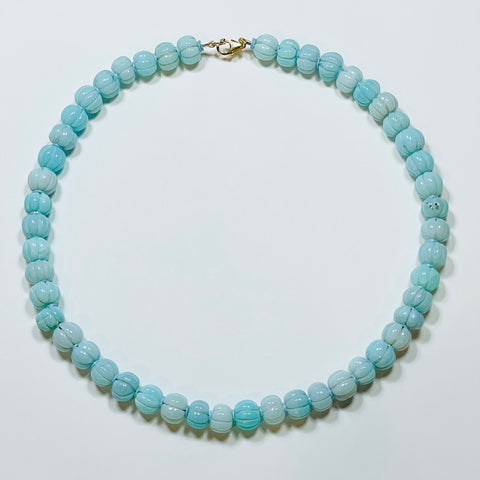 carved bright blue opal candy necklace
