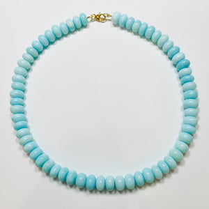 smooth aqua peruvian blue opal candy necklace