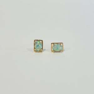 rectangular opal studs