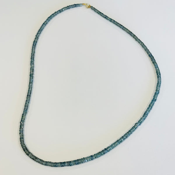 smokey blue sapphire heishi necklace