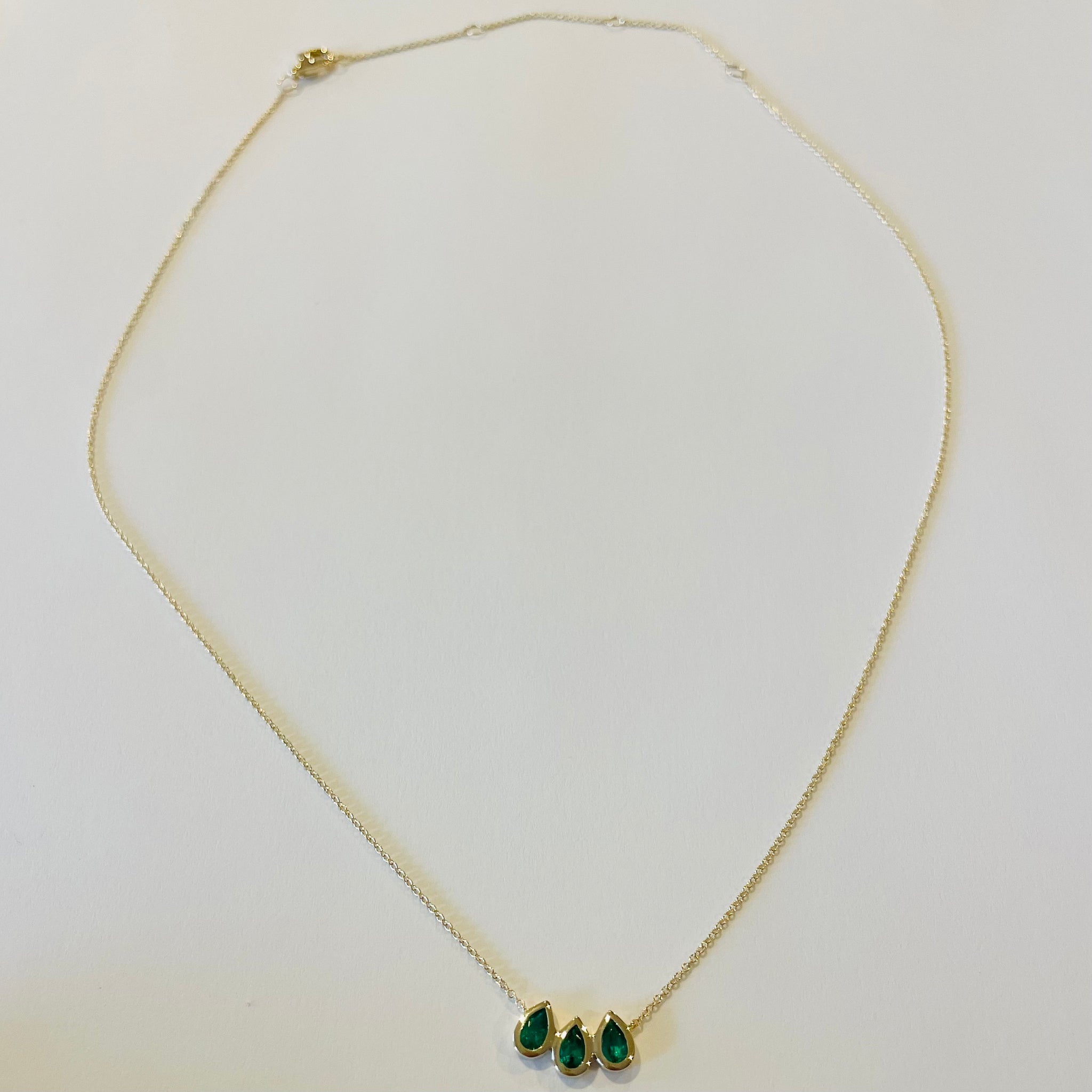 triple emerald teardrop necklace