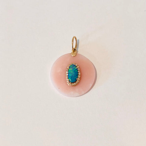 Pink opal disc pendant