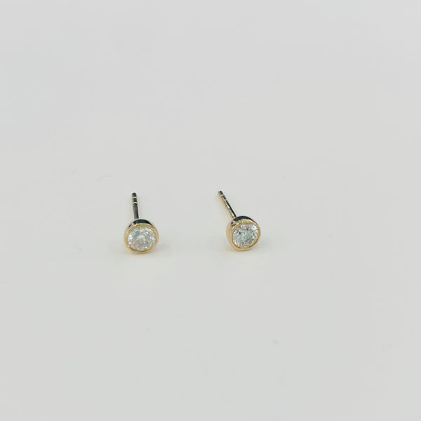 bezel set diamond studs, large