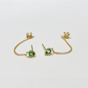 emerald studs with chain