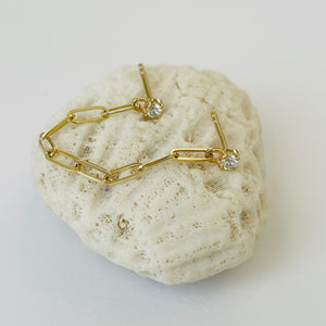 diamond bezel connected ear chain