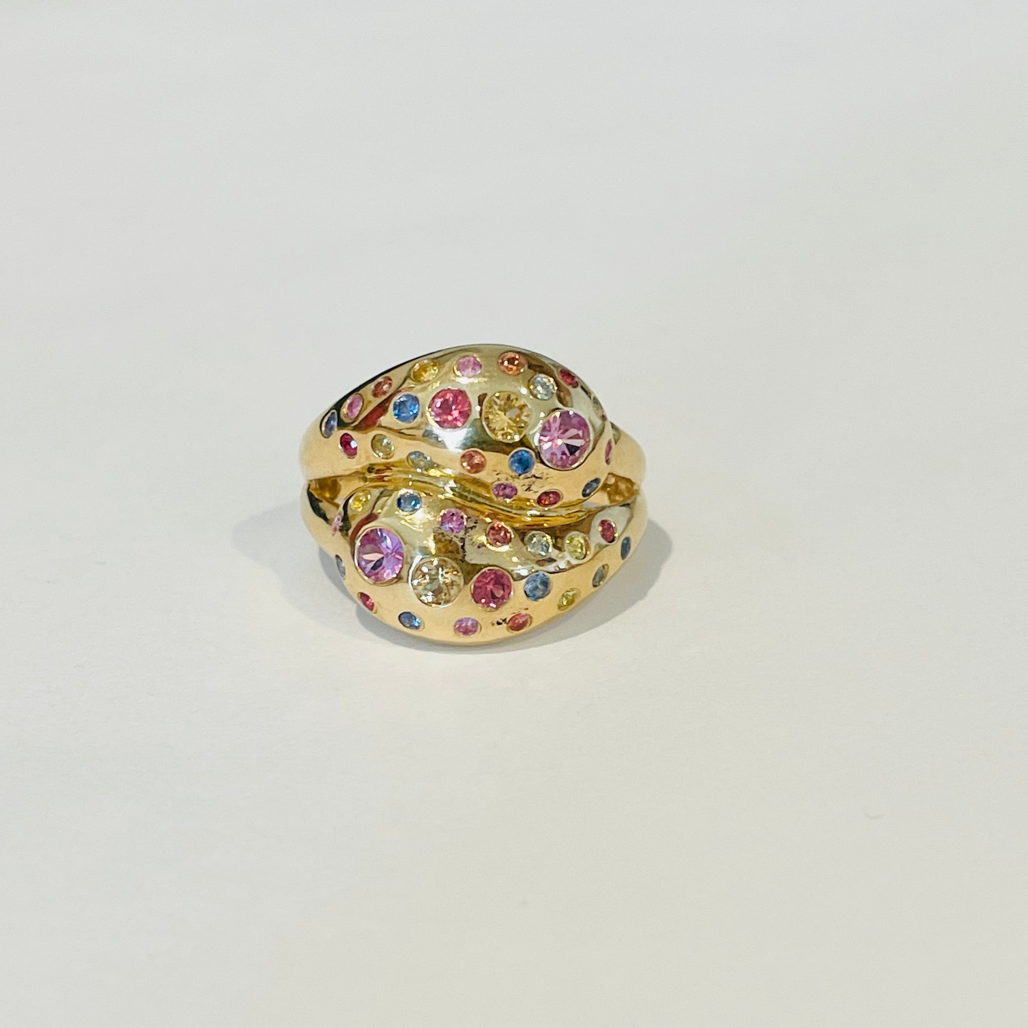 multi stone double dome ring